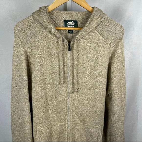 Roots Tan Full-Zip Textured Shoulder Hooded Sweater - Picture 2 of 9